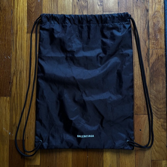 Balenciaga Black Nylon Drawstring Backpack